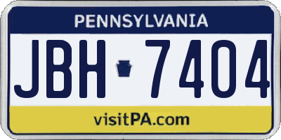 PA license plate JBH7404