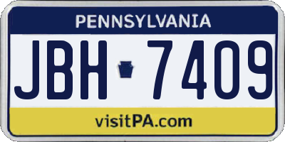 PA license plate JBH7409