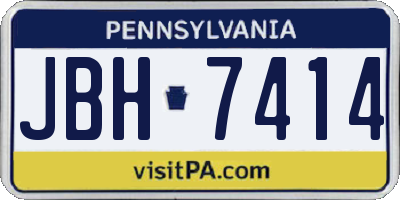 PA license plate JBH7414