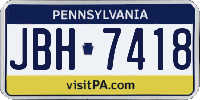 PA license plate JBH7418