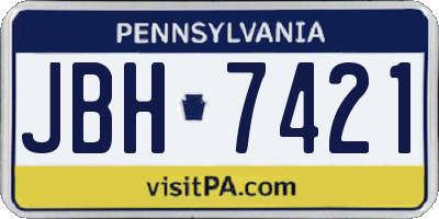 PA license plate JBH7421