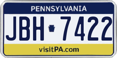 PA license plate JBH7422