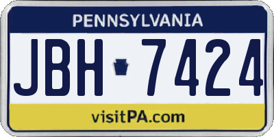 PA license plate JBH7424