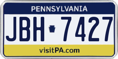 PA license plate JBH7427