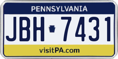 PA license plate JBH7431