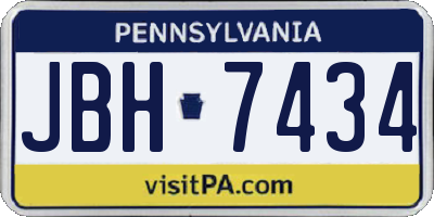 PA license plate JBH7434