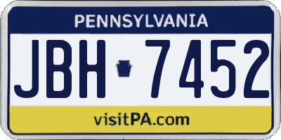 PA license plate JBH7452