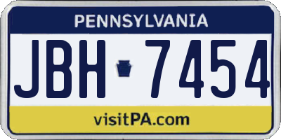 PA license plate JBH7454