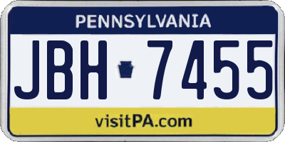 PA license plate JBH7455