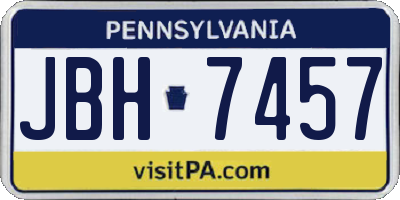 PA license plate JBH7457