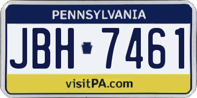 PA license plate JBH7461