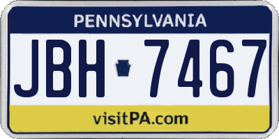 PA license plate JBH7467