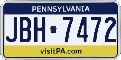 PA license plate JBH7472