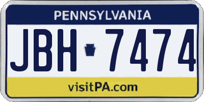 PA license plate JBH7474