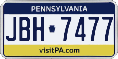 PA license plate JBH7477