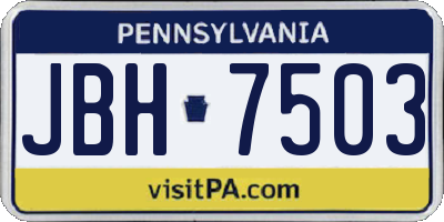 PA license plate JBH7503