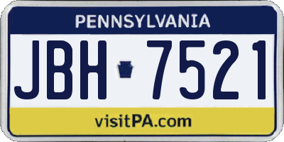 PA license plate JBH7521