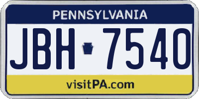 PA license plate JBH7540