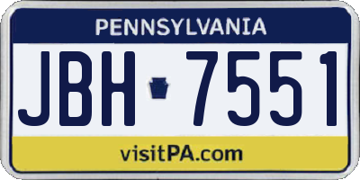 PA license plate JBH7551