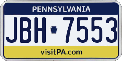 PA license plate JBH7553