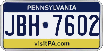 PA license plate JBH7602