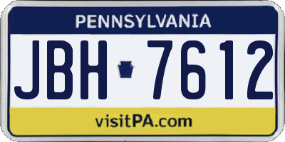 PA license plate JBH7612