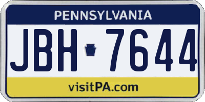 PA license plate JBH7644