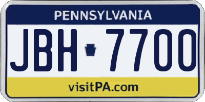 PA license plate JBH7700