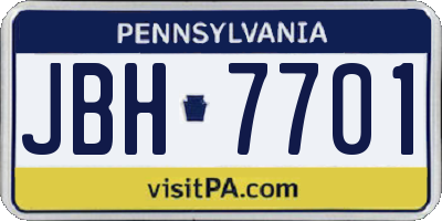 PA license plate JBH7701