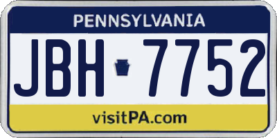 PA license plate JBH7752