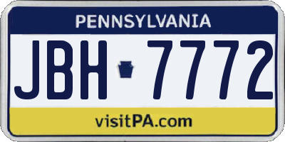 PA license plate JBH7772