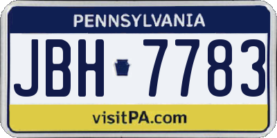 PA license plate JBH7783