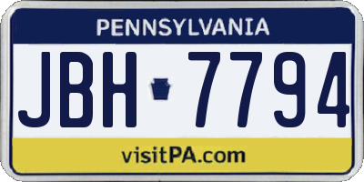 PA license plate JBH7794