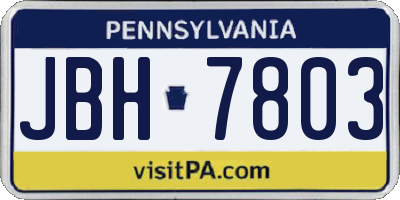 PA license plate JBH7803