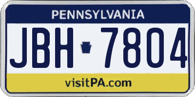 PA license plate JBH7804