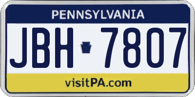 PA license plate JBH7807