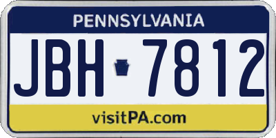 PA license plate JBH7812