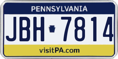 PA license plate JBH7814