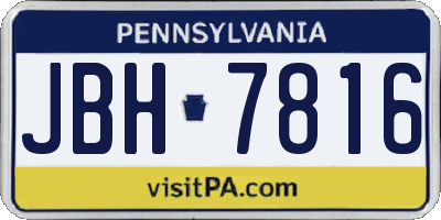 PA license plate JBH7816