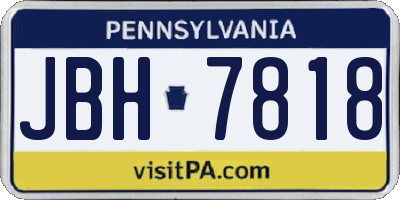 PA license plate JBH7818