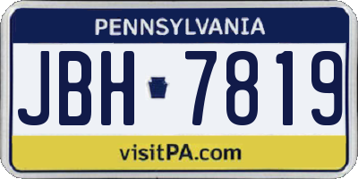 PA license plate JBH7819