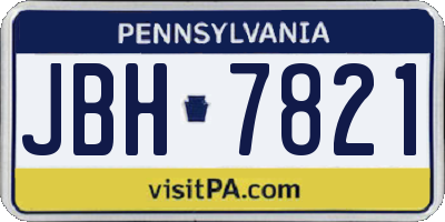 PA license plate JBH7821