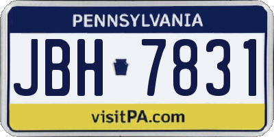 PA license plate JBH7831