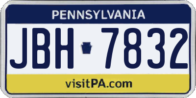 PA license plate JBH7832