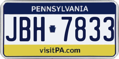 PA license plate JBH7833