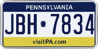 PA license plate JBH7834