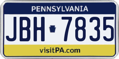 PA license plate JBH7835