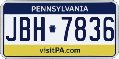 PA license plate JBH7836