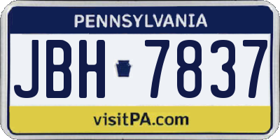 PA license plate JBH7837