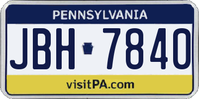 PA license plate JBH7840